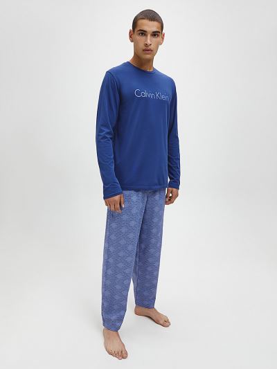 Calvin Klein Ruhák HU716602 | Calvin Klein Modern Cotton Pants Férfi Pizsama Szett Kék / Lila